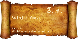 Balajti Absa névjegykártya